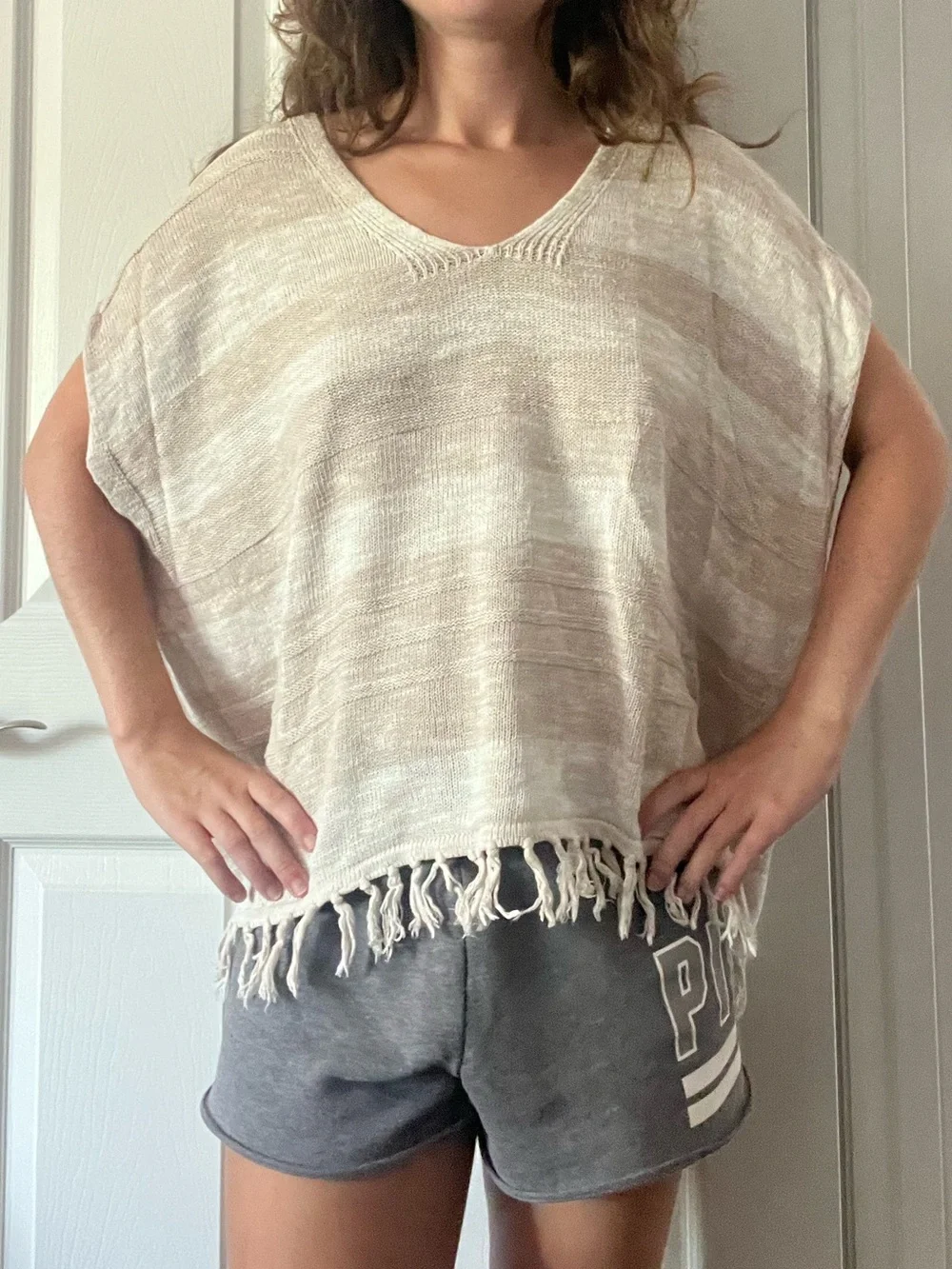 GAP Fringe Knit Poncho Top